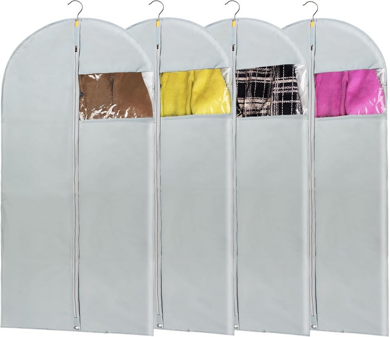MS KITCHEN 50" Dress Bag with Clear Window - Clothes Cover for Hanging - Foldable Long Garment Bags for Travel and Storage - 24'' x 50''/4 Pack - Image 1